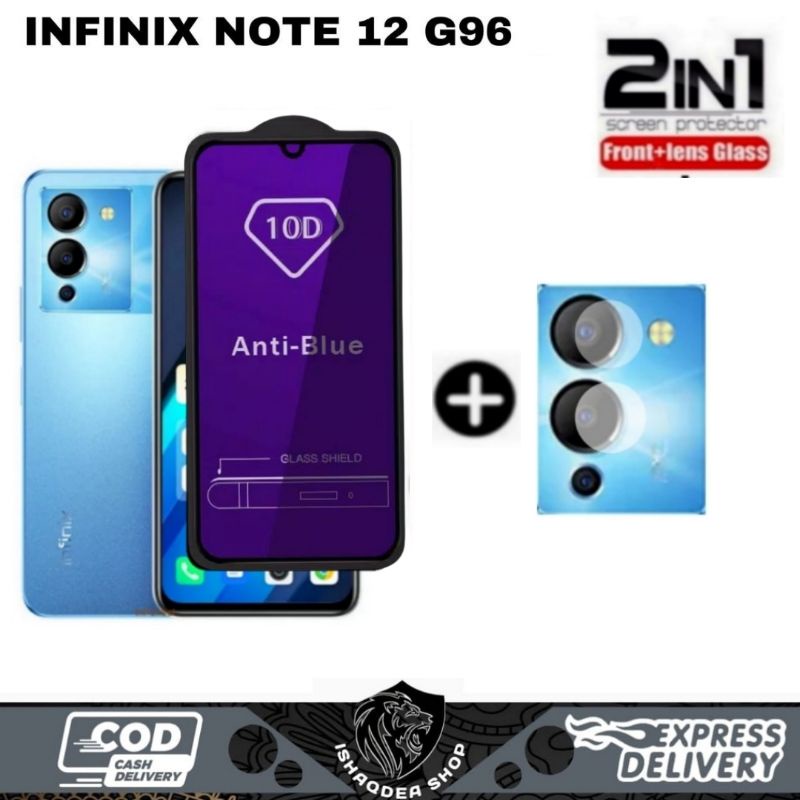 2IN1 TEMPERED GLASS BLUE INFINIX NOTE 12 VIP 12 G96 BONUS เลนส์กล้อง