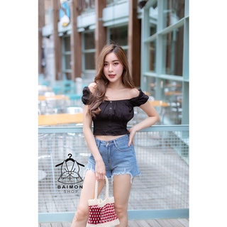 ✨🌹SirawanShop 👗เสื้อครอปแขนดอลลี่ เสื้อครอป เสื้อครอปผ้าคอตตอน เสื้อครอปแฟชั่น เสื้อครอปปาดไหล่ สีสันสดใส