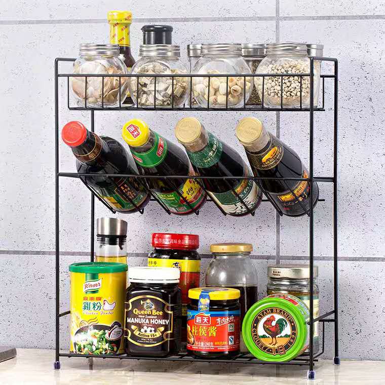 Table top floor seasoning shelf storage rack iron multi-layer seasoning ...