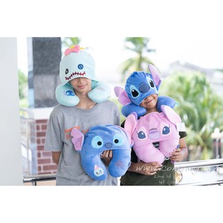 หมอนรองคอมีหมวก สติทซ์ แองเจิ้ล สครัมพ์ ( Stitch &amp; Angel &amp; Scramp)