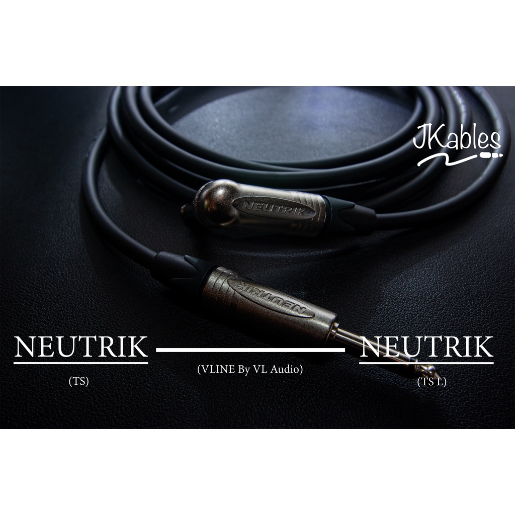 สายแจ๊คกีตาร์หรือเครื่องดนตรีอื่นแบบ TS อันบาล๊านซ์ หัวงอ 1 ข้าง NEUTRIK - VLINE - NEUTRIK