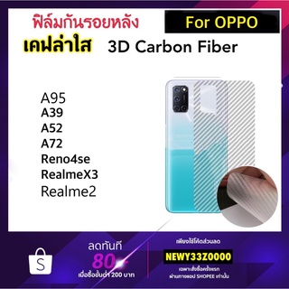 ฟิล์มหลัง Kevlar เคฟล่า For OPPO A1Pro A39 A52 A72 A95 A98 Reno4se Reno7 Reno7Pro Realme2 RealmeX3 เคปล่า Carbon fiber