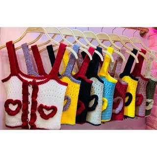 เสื้อครอปไหมพรมปักหัวใจ น่ารักๆ Freesize