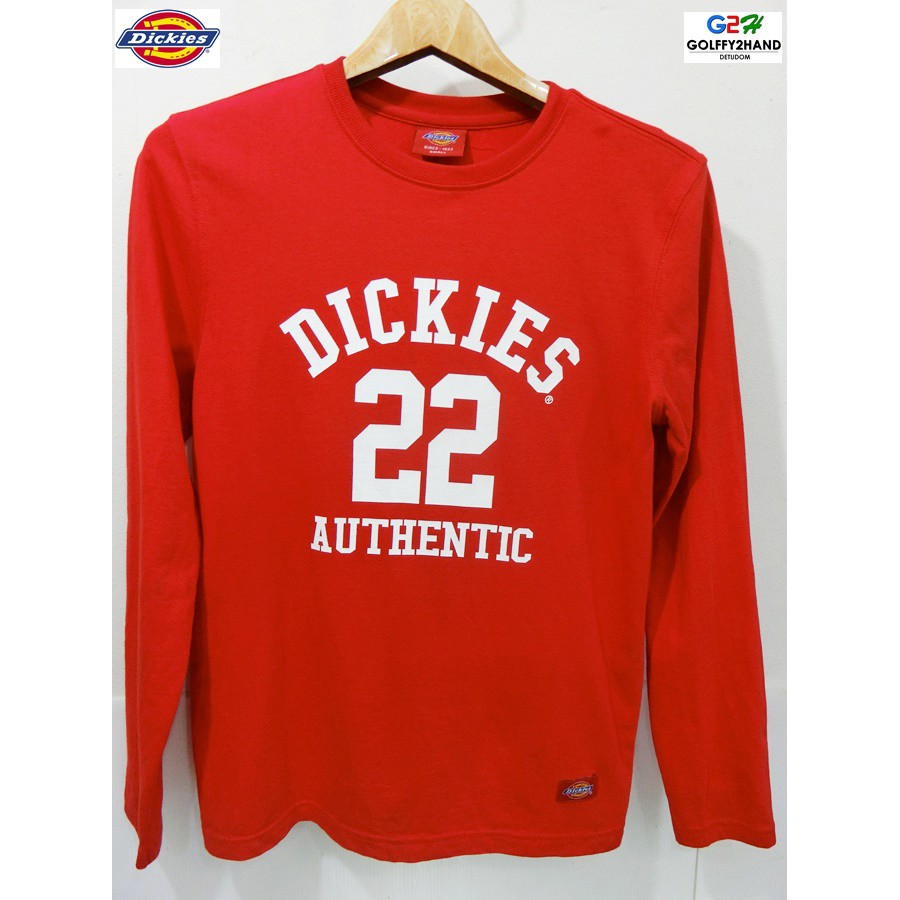 DICKIES แท้ เสื้อยืดคอกลมแขนยาวสีแดง