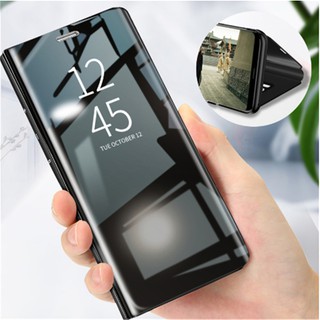 Vivo  V11 V11i Z11i Hard PC Leather Smart Clear View Plating Mirror Standing Flip Cases Cover