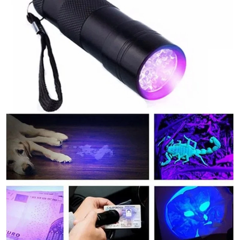 มินิอลูมิเนียม 9 LED UV Ultra Violet ไฟฉาย Blacklight ไฟฉาย thumbnail 5