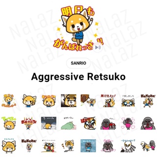 Aggretsuko สติกเกอร์ไลน์ อั๊กเกรทซูโกะ Aggressive Retsuko Sanrio ภาษาญี่ปุ่น ไม่หมดอายุ