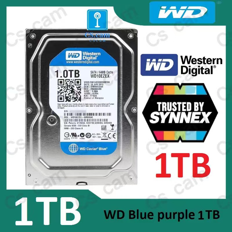HDD ( ฮาร์ดดิสก์ ) WD BLUE PURPLE 1TB ของแท้ประกันศุนย์ SYNNEX #6