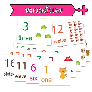 แฟลชการ์ด หมวดตัวเลข Number 1-20 บัตรคำ แนวการสอนเดียวกับ ชิจิดะ เฮกุรุ