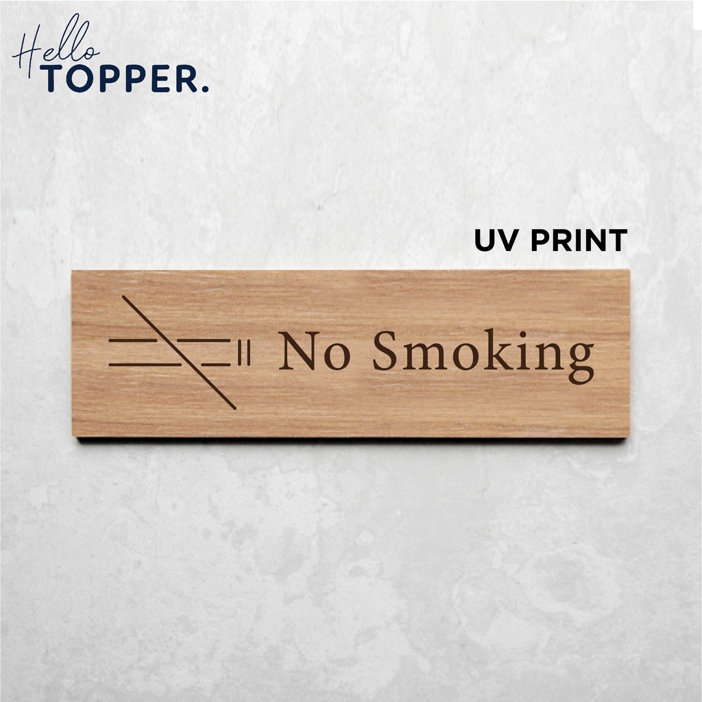 No Smoking Sign Board UV Print Wood - ป้ายสถานะสไตล์เกียวโต