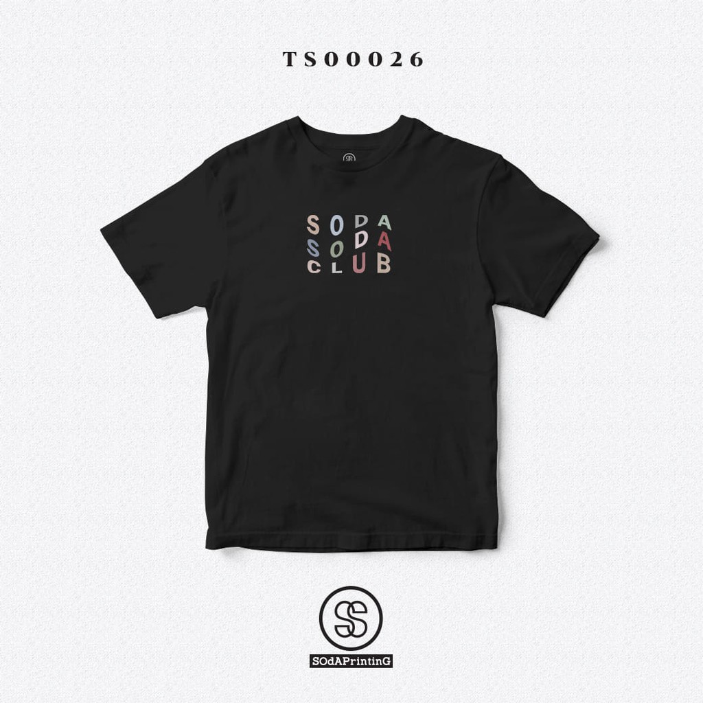 เสื้อยืด พิมพ์ลาย SODA SODA CLUB สีดำ ผ้านิ่มใส่สบาย (TS00026)