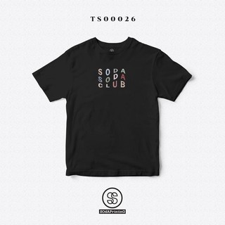 เสื้อยืด พิมพ์ลาย SODA SODA CLUB สีดำ ผ้านิ่มใส่สบาย (TS00026)