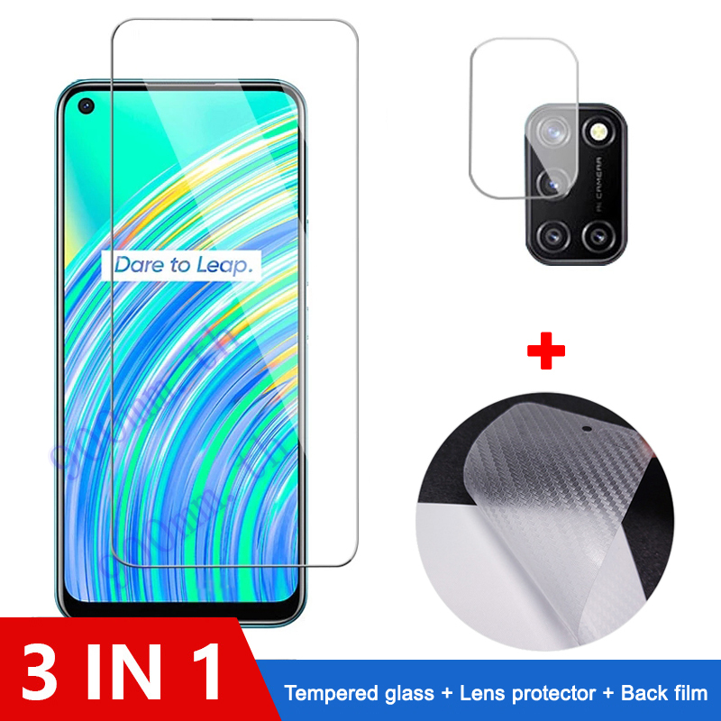 3-in-1 Realme C33 C35 ฟิล์มกระจกนิรภัยกันรอยหน้าจอ HD สําหรับ Realme C55 C17 C25Y C21Y C30 GT Neo 2T 3T Master Edition Narzo 50 9H ฟิล์มป้องกัน