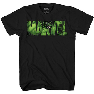 เสื้อยืดผ้าฝ้ายแขนสั้นพิมพ์ลาย Marvel Logo Hulk Avengers สําหรับผู้ชายS-5XL