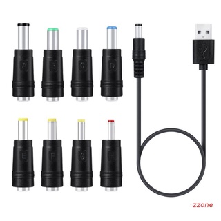 Zzz 8in1 สายชาร์จ USB เป็น DC 5.5x2.1 มม. 3.5 มม. 4.0 มม. 4.8 มม. 6.4 มม. 5.5x2.5 มม. สําหรับพัดลม ลําโพง เราเตอร์ โคมไฟ LED