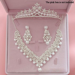 Elegant Crystal Pearl Diamond Crowns Tiaras Sets for Wedding