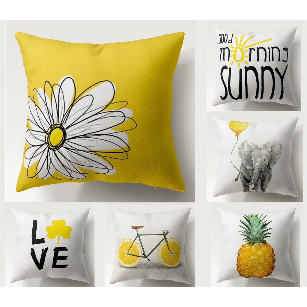 ปลอกหมอนอิง ทรงสี่เหลี่ยม ขนาด 40×40 45×45 50×50 60×60 สีเหลือง สําหรับตกแต่งบ้าน โซฟา
