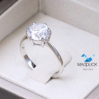 Madduckjewels แหวนเงินแท้ เพชร CZ ชุบโรเดียม RG1302