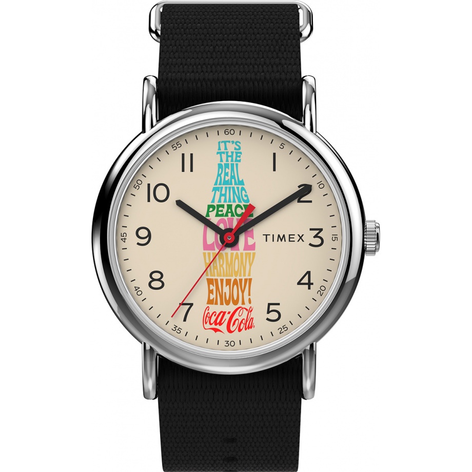 Timex TW2V29800 W21 WEEKENDER X COCACOLA BLK นาฬิกาข้อมือผู้หญิง สายผ้า หน้าปัด 38 มม.
