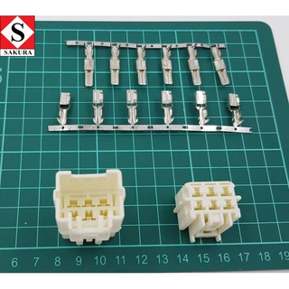 ปลั๊กไฟ พร้อมหางปลา รถยนต์ (Connector + Terminal) 6 ช่อง สำหรับ รถยนต์ มอไซค์ เครื่องจักร