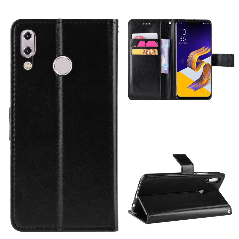 Crazy Horse ปลอกหนัง PU Asus Zenfone 5 ZE620KL X00QD / 5z ZS620KL Z01RD ฝาครอบเชือกเส้นเล็กผู้ถือบัตรกระเป๋าสตางค์กรณี