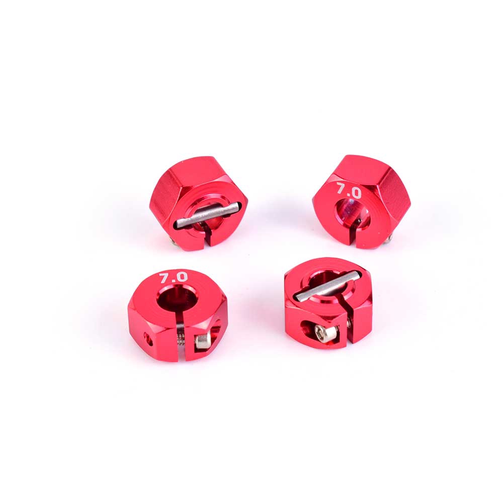 ล้อโลหะอลูมิเนียม 6 มม. 7 มม. 12 มม. สีแดง สําหรับรถบังคับ 1:10 HSP HPI Tamiya 4 ชิ้น