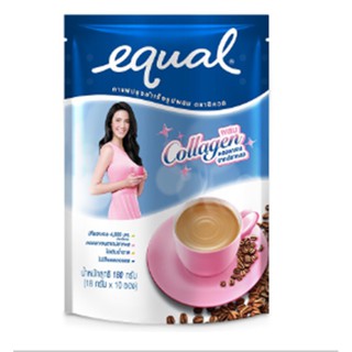 Equal กาแฟปรุงสำเร็จรูปตราอิควล ผสม collagen จากปลาทะเล 10 ซอง/ห่อ ขนาด 180 กรัม 1 ห่อ