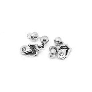 Chrome Hearts Sterling Silver 925 เครื่องประดับเงินแท้ ต่างหู Heart Lip Drop Earring Code:CED036