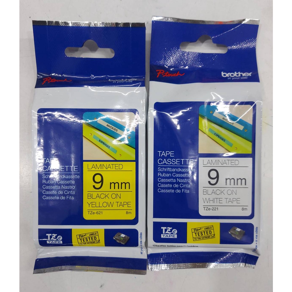 Tape พิมพ์อักษร LAMINATED Brother 9mm- 12mm tape Brother  TZE ของแท้100%