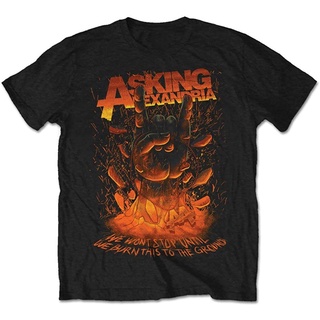 เสื้อยืดผ้าฝ้ายพรีเมี่ยม เสื้อยืด พิมพ์ลาย Asking Alexandria Metal Hand สีดํา สําหรับผู้ชาย และผู้ใหญ่