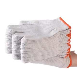 ถุงมือผ้าทอ บรรจุ1โหล(12 คู่) ราคาถูก ถุงมือผ้าฝ้าย ใส่ทำงาน ยกของ ก่อสร้าง