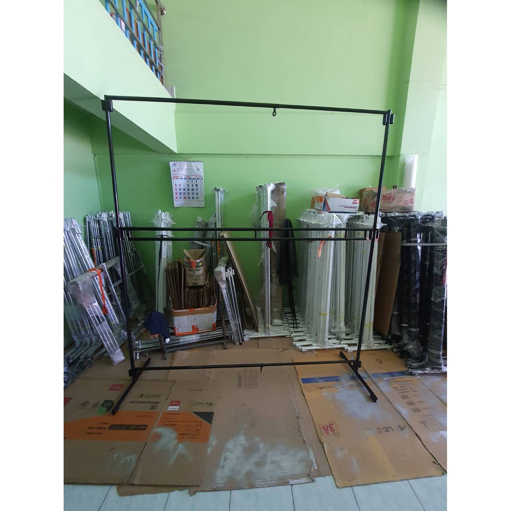 ราวตากผ้า 2ชั้น ยาว 2เมตร ปรับขนาดได้ทุกส่วน สำหรับโชว์เสื้อขายของตลาดนัด วัสดุเป็นเหล็กทั้งตัว