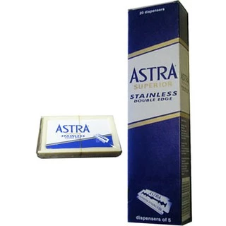 (1กล่องเล็ก บรรจุ 5 ใบ) ใบมีด แอสตร้า ASTRA Superior stainless blade ใบมีด 2 คม ใบมีดแอสต้า โกนหนวด โกนเครา กันคิ้ว