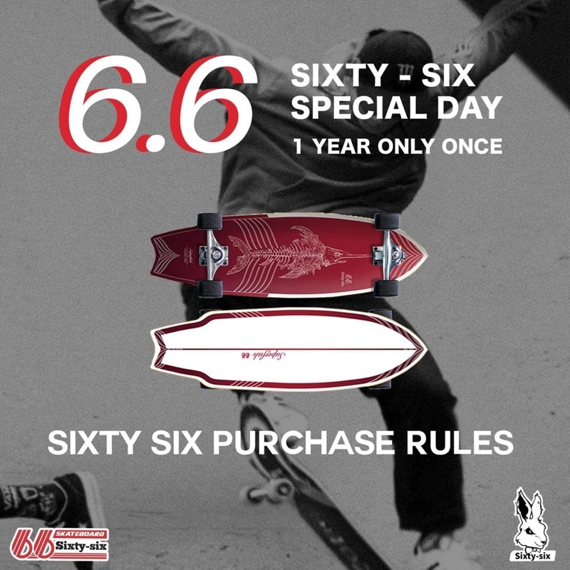 Sixty-Six Surfskate Red Snap Super Fish Pro 32" ก้างปลาแดง