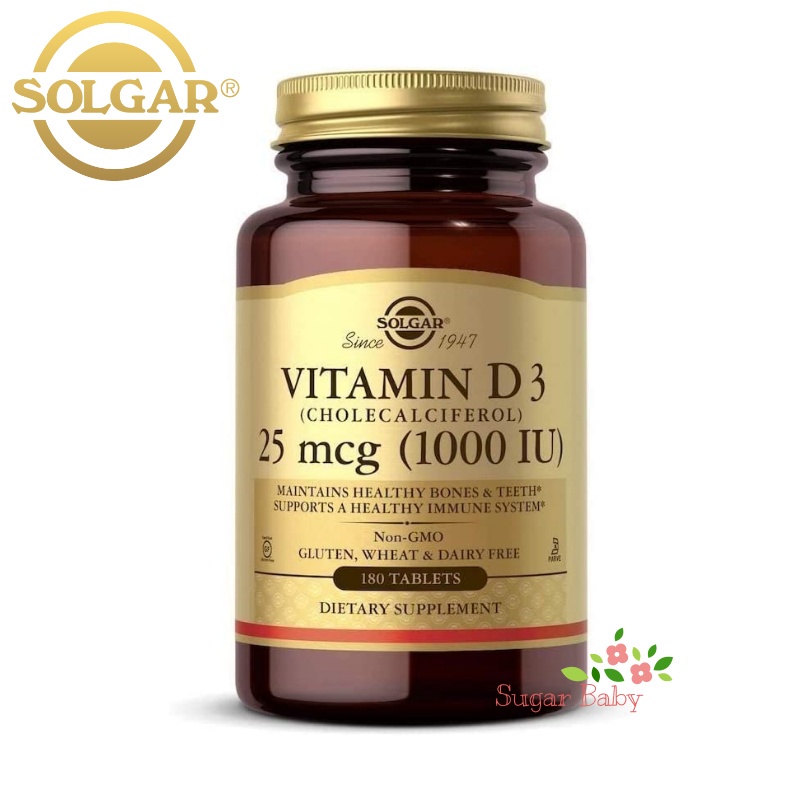 Solgar Vitamin D3 (25 mcg) 1,000 IU 180 Tablets วิตามินดี 3 (180 เม็ด)