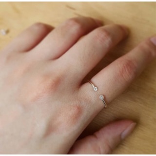 Minimalist925 แหวนคริสตัล cuff ring เงินแท้