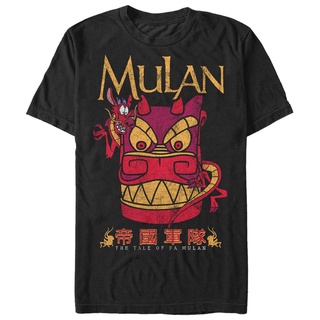 เสื้อผ้าผชเสื้อยืดลําลอง ผ้าฝ้าย แขนสั้น คอกลม พิมพ์ลายกราฟฟิค Mulan Mushu Stone Dragon สําหรับผู้ชายS-5XL