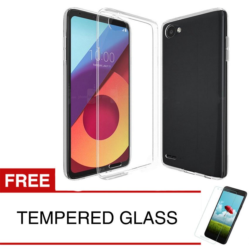 เคสคริสตัลสําหรับ LG Q6 / Q6 Plus - เคสแข็งแบบใส + ฟรีกระจกนิรภัย