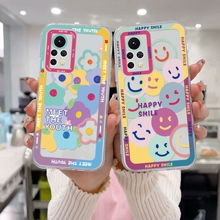 เคสใสกันกระแทก Infinix Hot 11S NFC 10 11 Play 10 10t 10s NFC 10i 9 Pro 10 Lite 11 Plus Hot 9 Play 11 Infinix Smart 6 5 4 4C 5 Pro Tencno Spark 5 PRO ลายดอกไม้ หน้ายิ้ม เคสโทรศัพท์