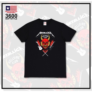 เสื้อยืดผู้ เสื้อยืด พิมพ์ลาย METALLICA x HELLFIRE CLUB สีดํา S-5XL