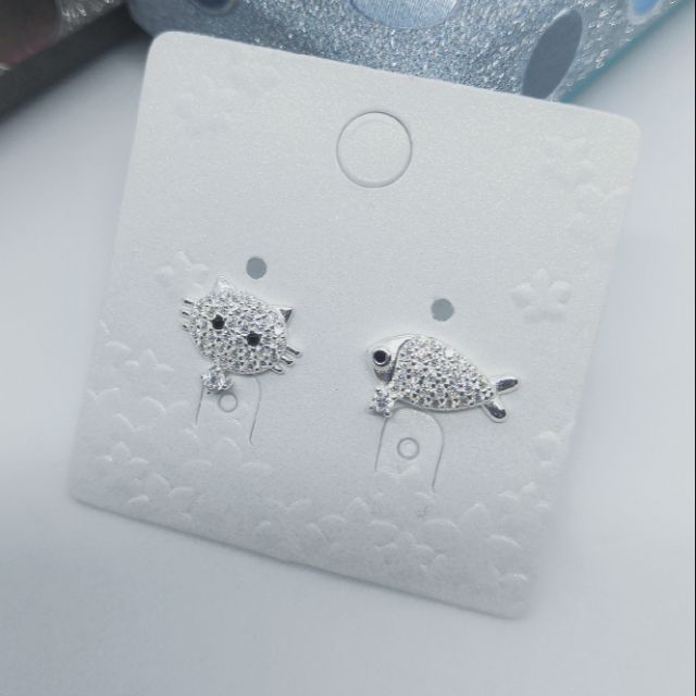 S925 เงินสเตอร์ลิงต่างหู S925 เงินสเตอร์ลิง猫鱼组合耳钉