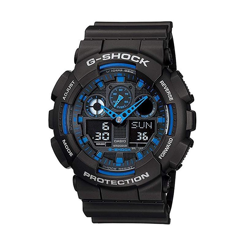 G-shock Black/Blue GA-100-1A2DR Bomb Disposable expert shock Resistance dual display Sports Men 's watch