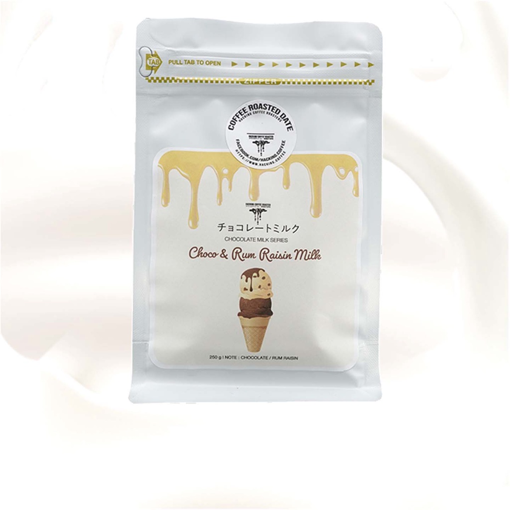 Hacking Coffee | 𝗖𝗵𝗼𝗰𝗼 & 𝗥𝘂𝗺 𝗥𝗮𝗶𝘀𝗶𝗻 𝗠𝗶𝗹𝗸 Blend | อาราบิก้า คั่วกลาง สำหรับ Espresso