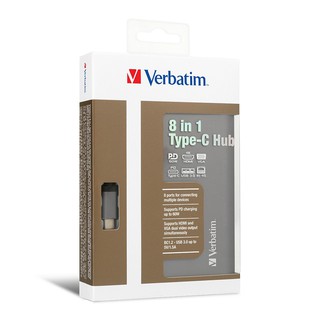 Verbatim 8 In 1 With Type-C Hub VGA, HDMI, RJ45, USB3.0x2, PD 60W, SD &amp; Ear jack