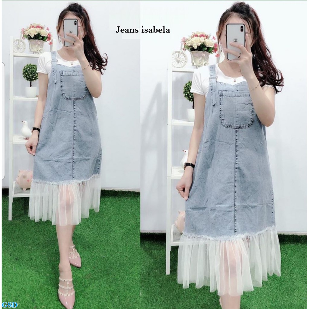 Overalls Kombi Tile Jeans / FREE SHORT T-SHIRTS / ทุกขนาด / กางเกงยีนส์ Isabella