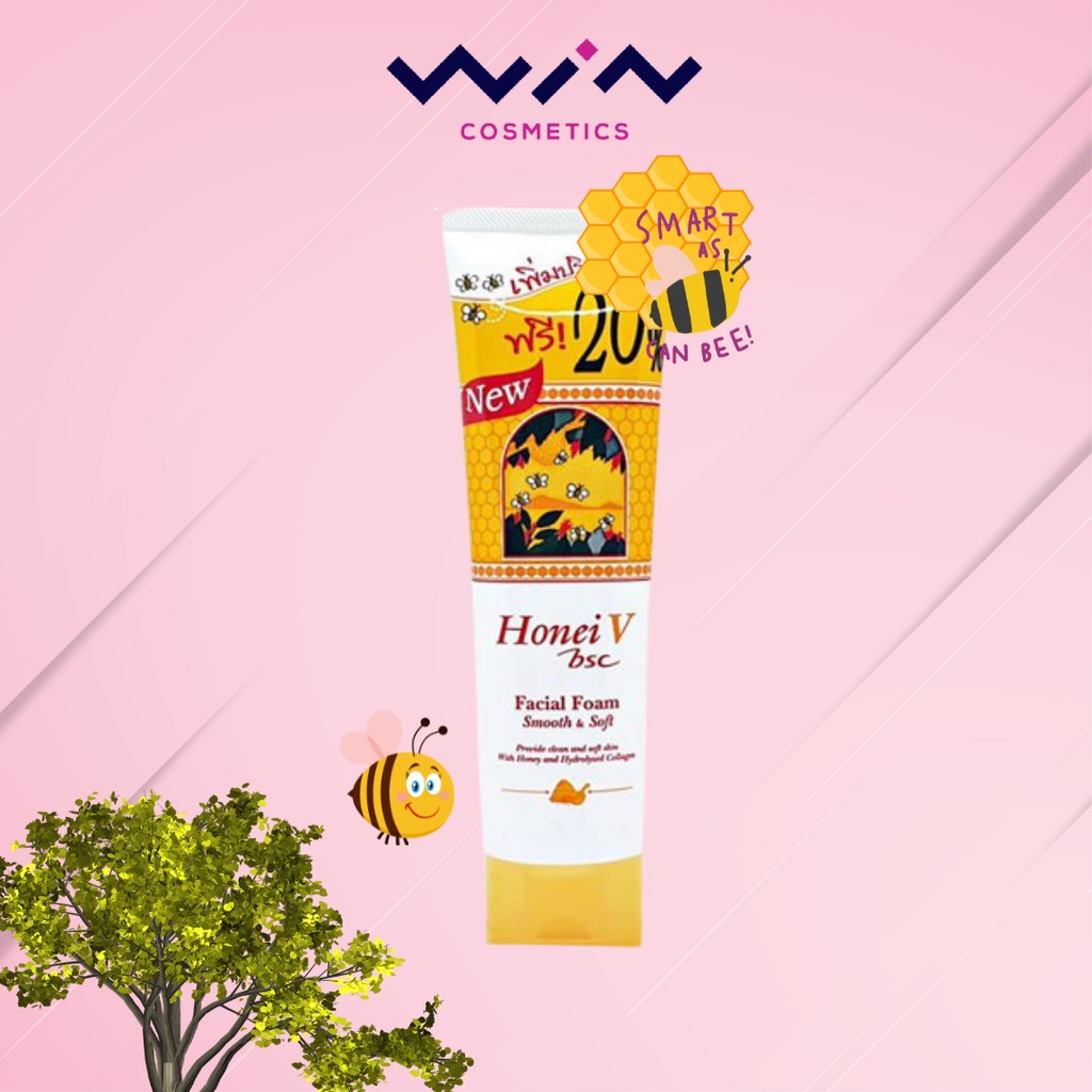 BSC Honei V Bsc Facial Foam Smooth & Softเพิ่มปริมาณ 20%  บีเอสซี ฮันนี่วี เฟเชียล โฟม โฟมล้างหน้า ขนาด 120กรัม