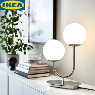 IKEA SIMRISHAMN ซิมริสฮัมน์ โคมไฟตั้งโต๊ะ, ชุบโครเมียม/แก้วฝ้า แก้ว42 ซม.หลอดไฟแยกจำหน่าย LED E14