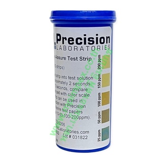 PRECISION LAB™ ชุดทดสอบปริมาณคลอรีน 0-200 ppm (ช่วงกลาง), 50 Strip/box