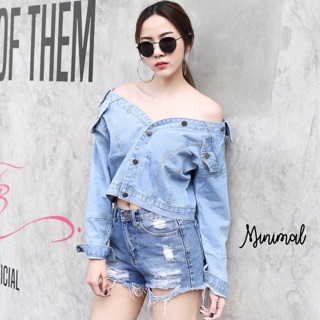 Open shoulder denim jacket