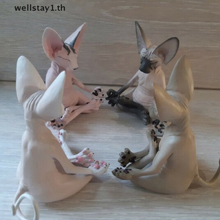 [wellstay1] รูปปั้นแมวนั่งสมาธิ ขนาดเล็ก 13 ซม. สําหรับตกแต่งโต๊ะ